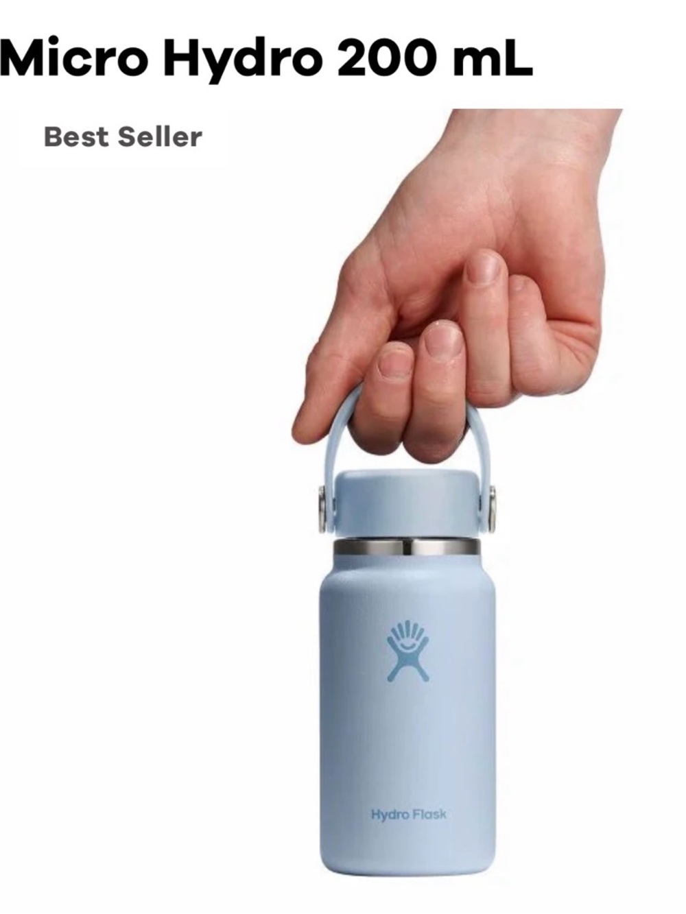 Hydro Flask Light Blue Micro Bottle with Carry Handle